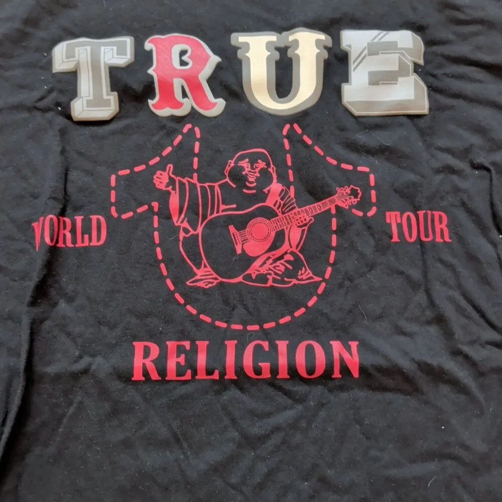 NWT True Religion World Tour Buddha Graphic Black T-Shirt Men's Size XL